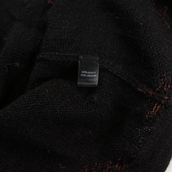 Peruvian Connection Black Floral Knit Alpaca Blend Pullover Turtleneck Sweater M - Picture 9 of 9